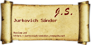 Jurkovich Sándor névjegykártya