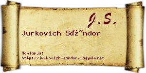 Jurkovich Sándor névjegykártya